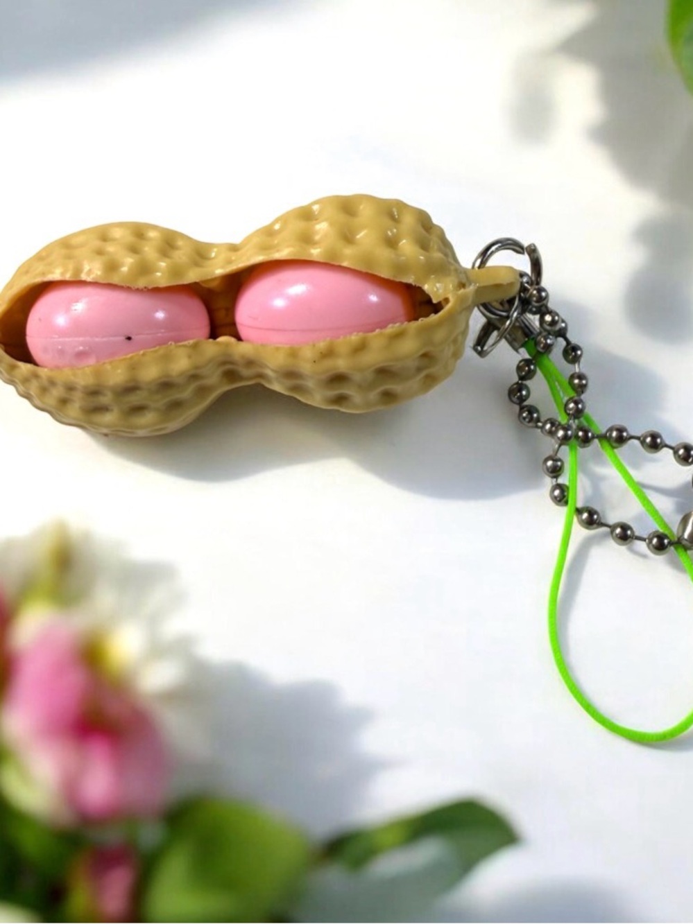 Peanut Pop Keychain Sensory Fidget Toy - Pink Peanuts